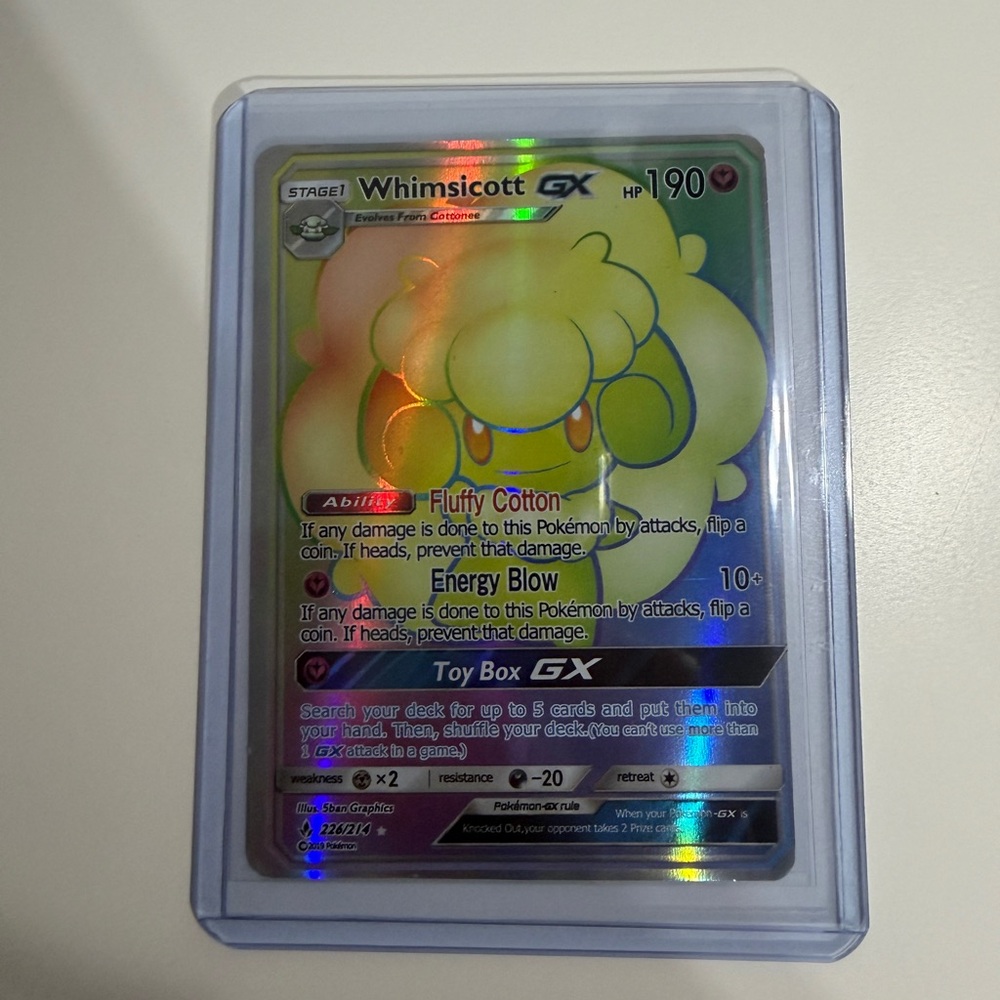 Pokemon Whimsicott GX Trading Card - Green and Yellow